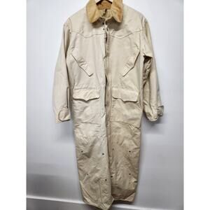Vintage J. Peterman Co. Horseman s Canvas Duster Coat Rancher, Size S, In Cream
